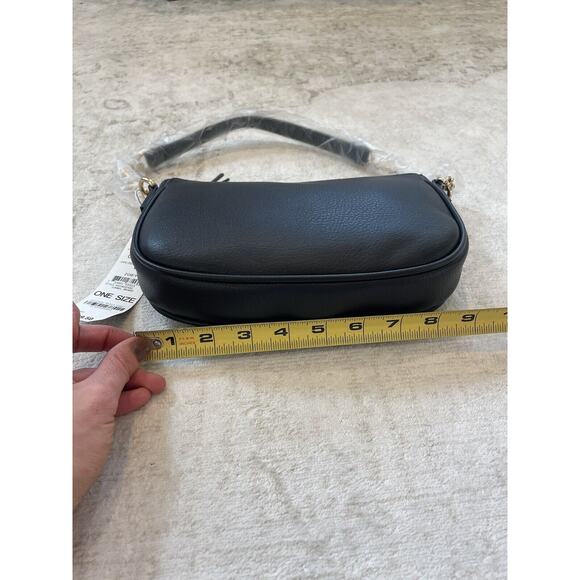 Y2K INC Black Faux Leather Shoulder Bag Gold Chain Hardware Fits iPhone NWT - Picture 9 of 11